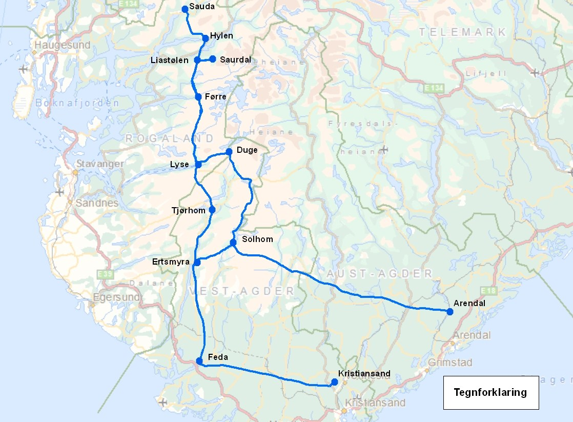 Side 4 1 Innledning Statnett SF har søkt om konsesjon for å oppgradere eksisterende 300 kv-ledning mellom Tonstad og Lyse til 420 kv.