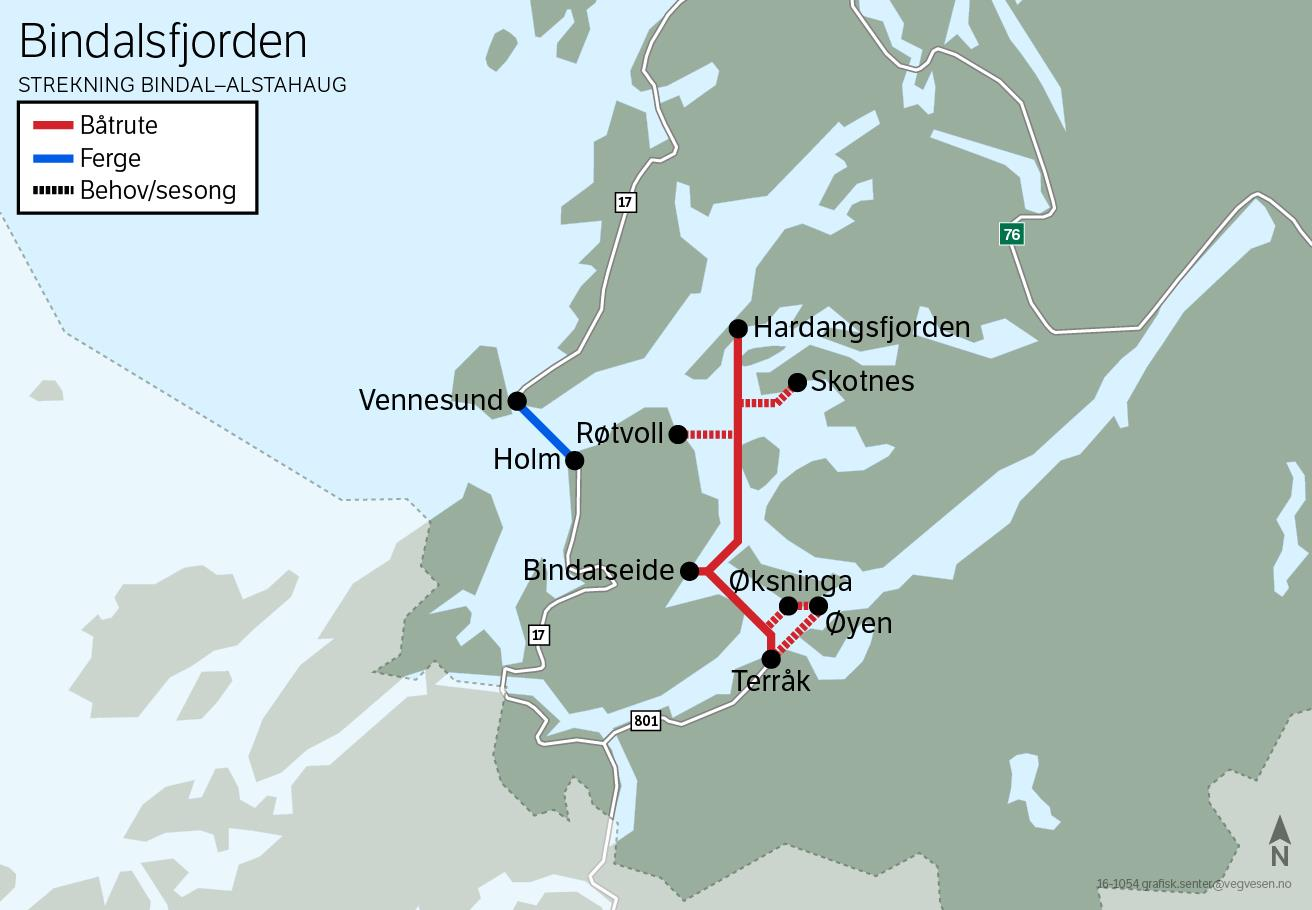 Bindal Sømna 1. Bilførende hurtigbåt i Bindalsfjorden skal fortsatt sikre transportbehovet for skoleskyss og arbeidspendlere samt servicebehov for befolkningen.