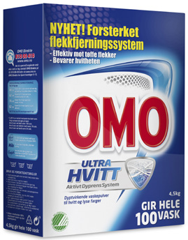 OMO Ultra Hvitt inneholder et