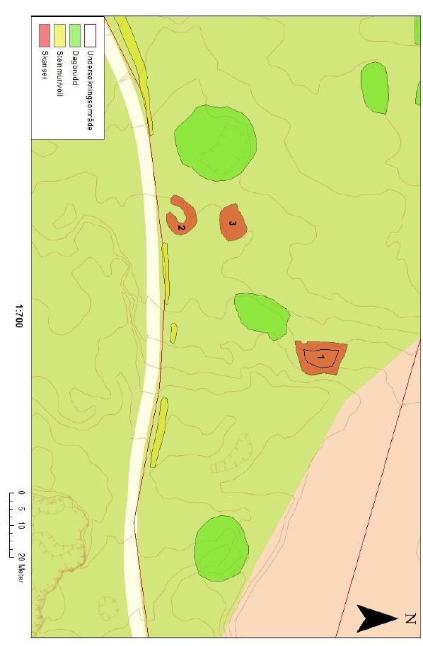 Side 5 av 9 Deler av skjerp 5, samt hele skjerp 6 ivaretas i skjermsonen foreslått av BFK. Deler av Skjerp 2 ligger utenfor planområdet.