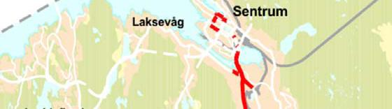 ) og N0x for sentrale deler av Bergen, illustrert med hvilke deler av gatenettet som sannsynligvis