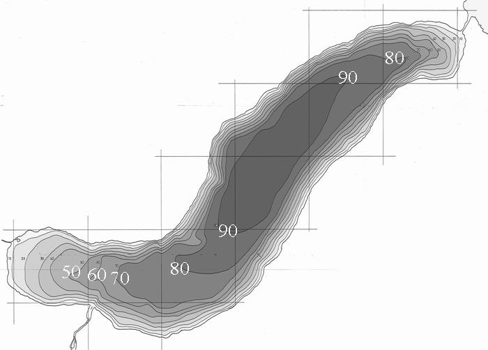 Rådgivende Biologer AS Østerbøvatnet Østerbøvatnet er omtrent 3 km langt, har et areal på 2,2 km² og med et største dyp på nærmere 100 meter, rommer innsjøen et samlet volum på omtrent 128 millioner