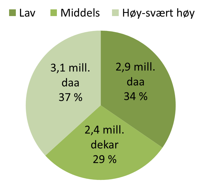 Informasjon om arealene (gjengroingsarealer som fyller skogdefinisjonen 8,44 mill. daa) Ca.