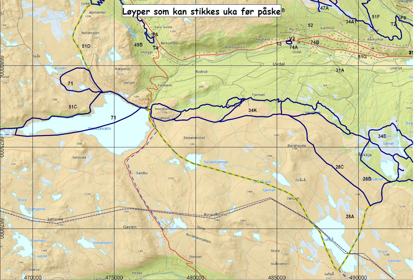 2.1.6. Stikka skiløyper 1. Gjelder trasé 28A, 51A, 51C, 51D, 71 2. Det tillates ingen terrenginngrep, etablering av konstruksjoner eller anlegg i tilknytning til stikka løyper. 3.