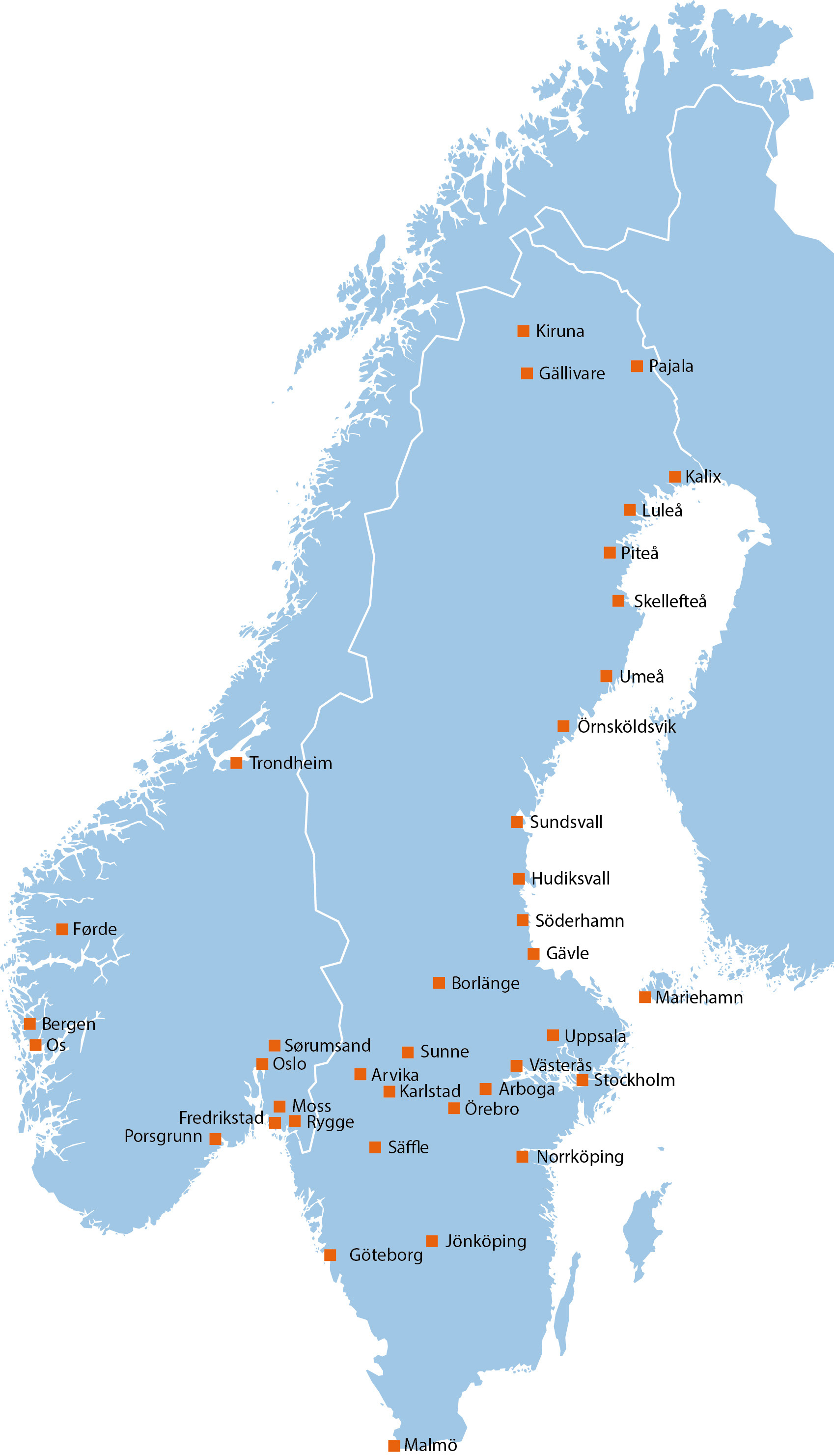 Goodtech har kontorer fra Kiruna i nord til Malmø i sør, fra Åland i øst til Bergen i vest.