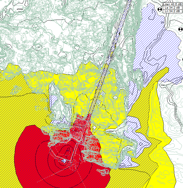 2.4 Beregningsresultater, støy fra rørbehandlingsanlegget Beregninger med eksempelkildene i Tabell 2 er delt opp i tre: 1) Aktivitet kun på kaiområdet, i form av støy fra hjelpemotorer fra én