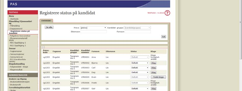 Det er viktig at fravær registreres under eller straks etter eksamensdagen slik at sensor får vite hvorfor han/hun ikke mottar besvarelse fra en kandidat. 3.7.