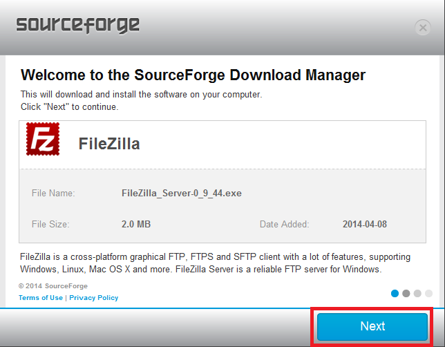 php?type=server Trykk Download Now. Kjør fila FileZilla_Server-0_9_44.