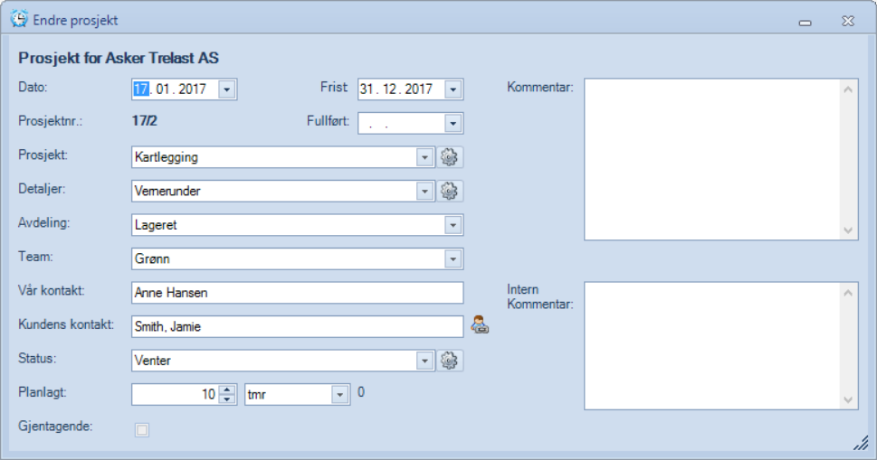 Prosjektmodulen Prosjektmodulen er en helt ny modul som offisielt ble introdusert i versjon 1.24 av Extensor.