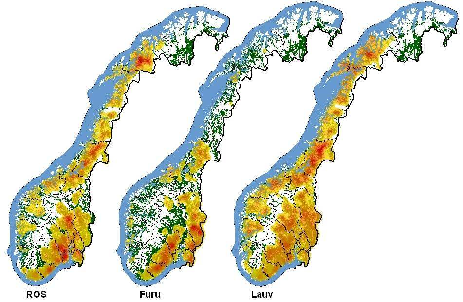 1. Hvor godt kan vi forutsi utviklingen i elgens bestandskondisjon basert på lokale og regionale elgbeitetakster? Regionale variasjoner i beitetilbud: Antall trær pr.