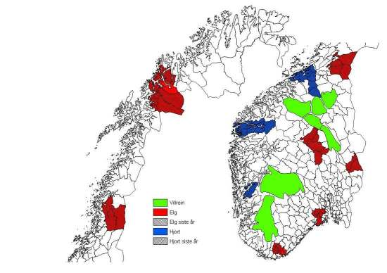 Overvåking av hjortevilt i Norge Overvåkingsområder: Overvåkingsprogrammet for hjortevilt i orge: Etablert i 1991 av DN Overvåke utviklingen i bestandskondisjon og leveforhold for elg, hjort og
