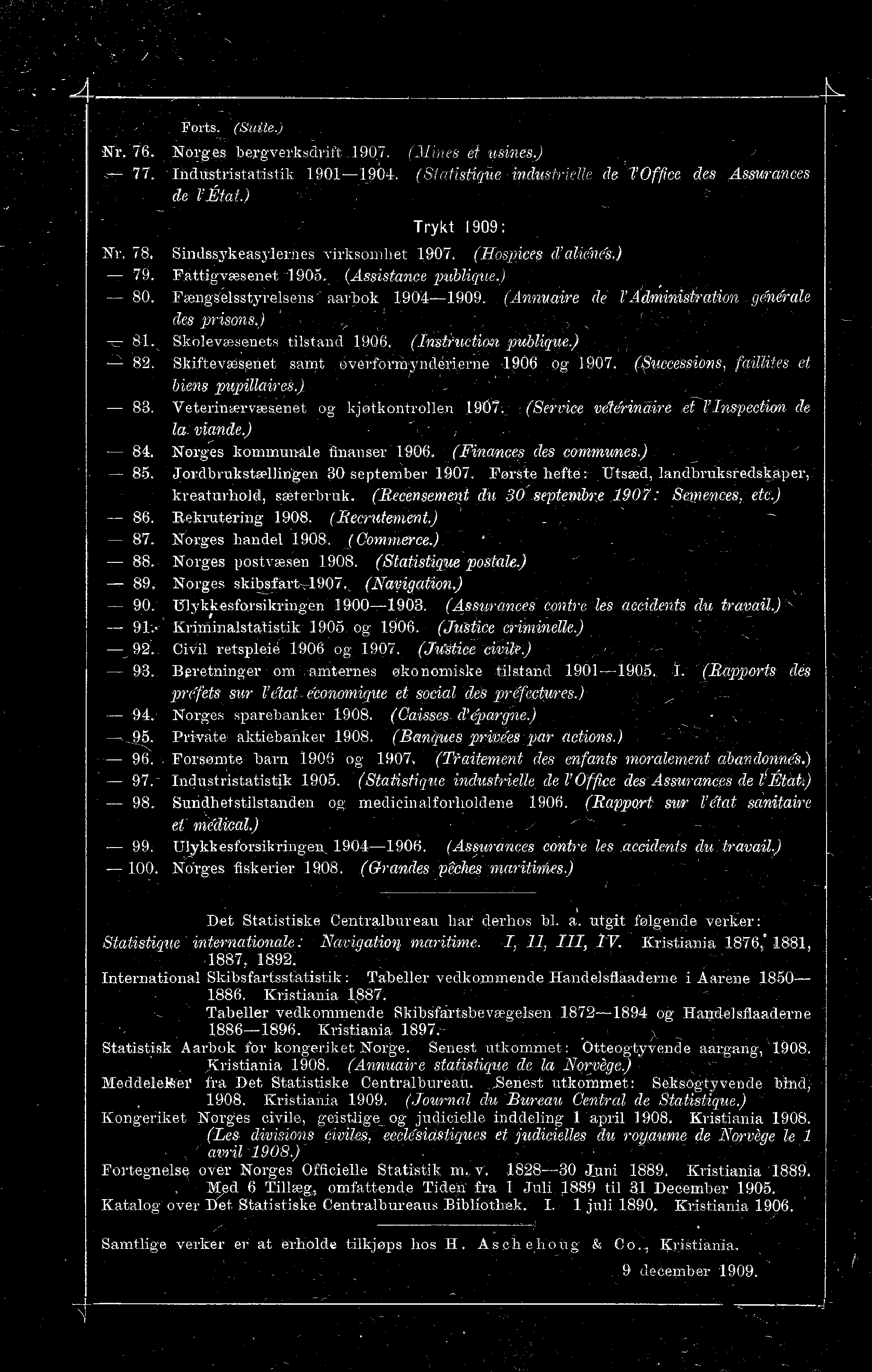 (Recensement du 0- septembre 0: Semences, etc) -. Rekrutering 0. (Recrutement) -. Norges handel 0. (Commerce.) -. Norges postvæsen 0. (Statistique postale) -. Norges skibsfart.0. (N-avigation) - 0.