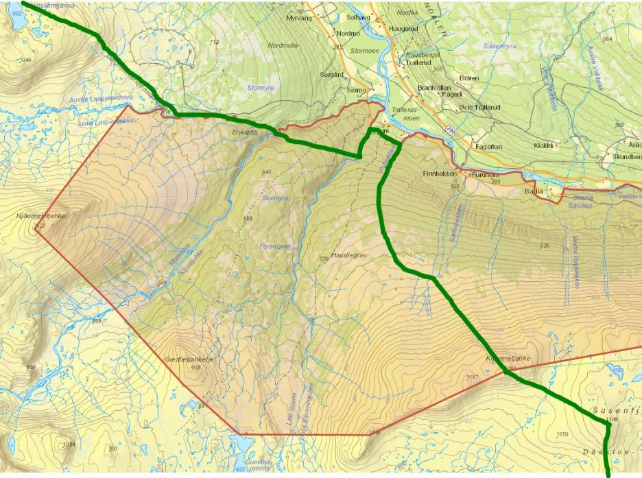 Vurdering Jaktlagene som jakter elg i Atterlia i Hattfjelldal kommune søker om dispensasjon fra verneforskriften for å bruke ATV med belter for uttransportering av felt elg i Børgefjell nasjonalpark.