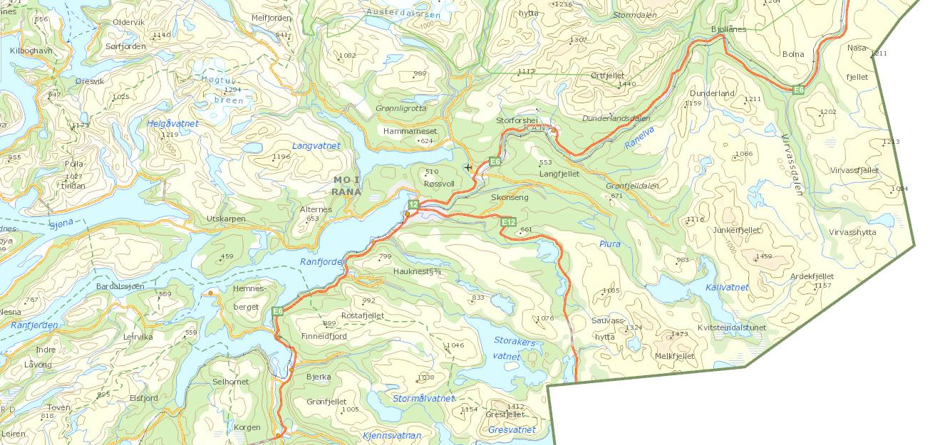 I sør har vi tre relativt klart avgrensa områder (Hattfjelldal, Krutvatn/Famvatn og Lifjell), mens vi i nord har seks områder