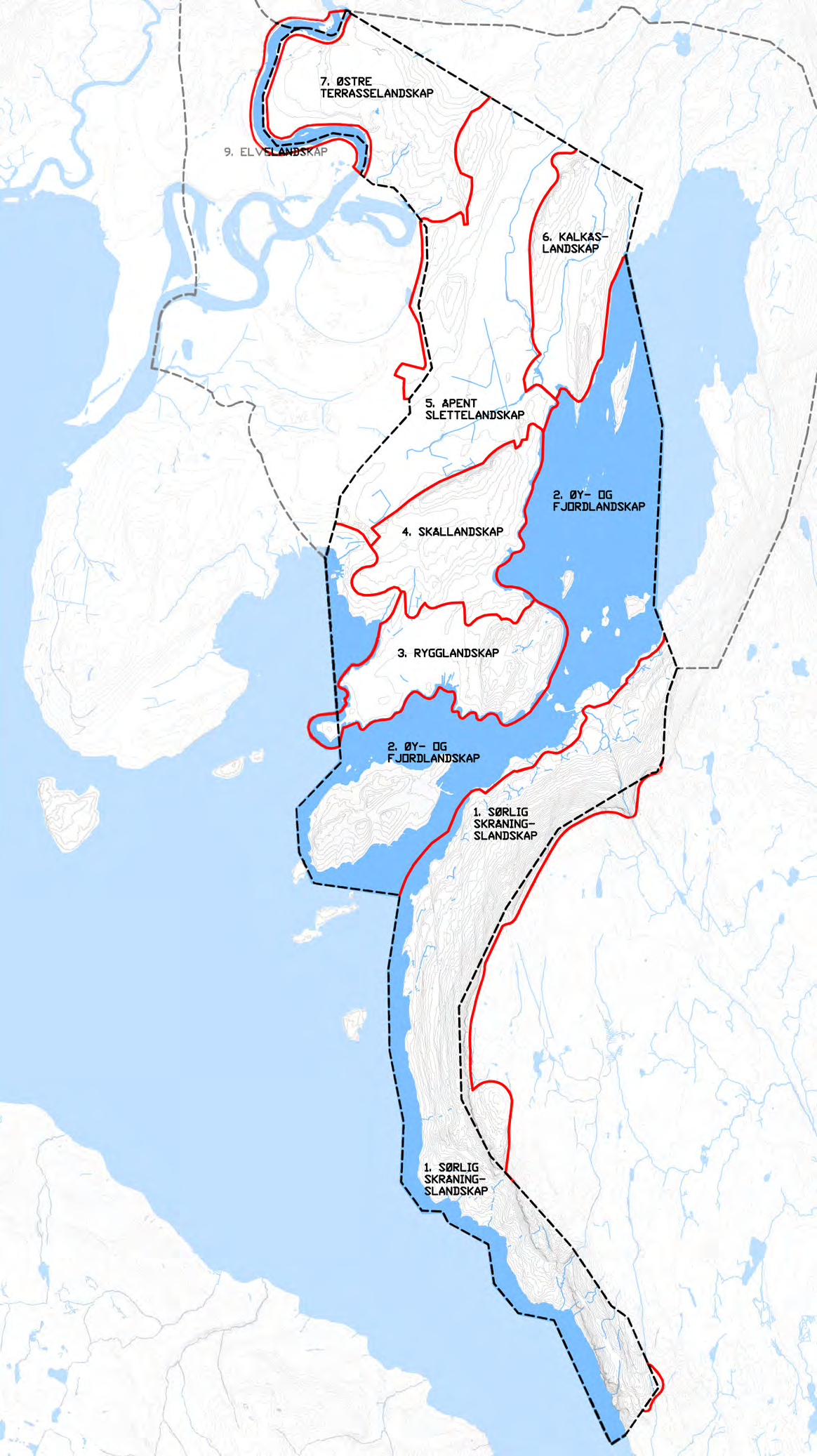 3.3 Enhetlige landskapstyper og verdivurdering De enhetlige områdene er inndelt med tanke på en felles visuell karakter.