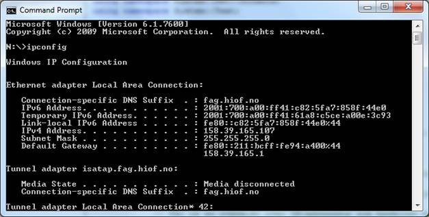 // ipaddress innholder IP-adressen (IPv4) til maskinen. IPAddress^ ipaddress = IPAddress::Parse("158.39.165.