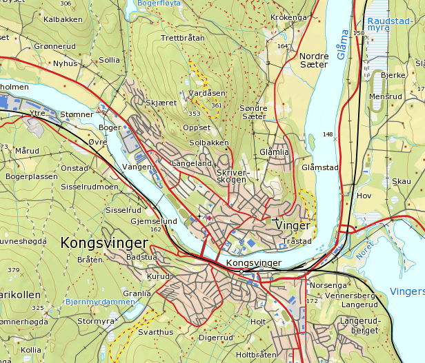 Innledning Vardåsen skytefelt ligger i Kongsvinger kommune, på en høyde ca. 3 km nord for sentrum av byen, og i tilknytning til Kongsvinger festning. Geografisk plassering er vist på fig. 1.