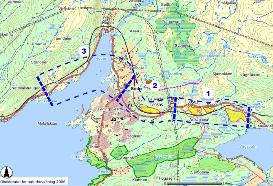 VERDIVURDERING Delstrekning 1 Naurstadhøgda Vikan Med bakgrunn i registreringene er det på Delstrekning 1 vurdert som hensiktsmessig å dele inn undersøkelsesområdet i større sammenhengende