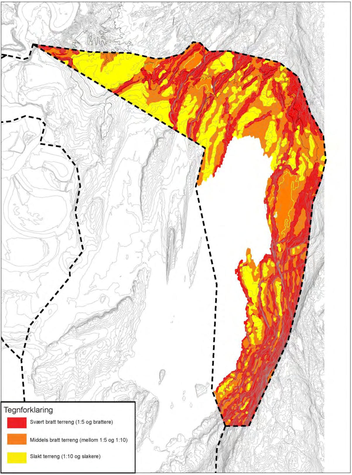 Landskapsbilde Figur 3-08 Hellingsgraden på terrenget innenfor