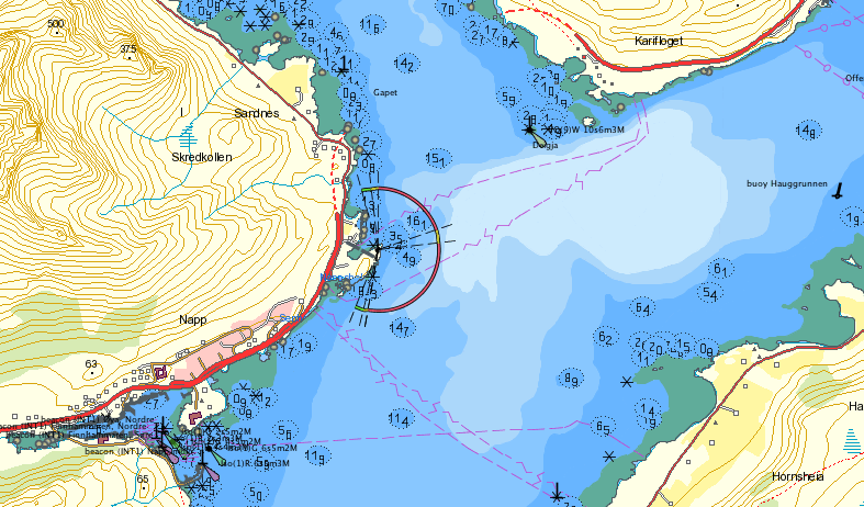 Napp havn Deponi rene masser Dybder i området er 30-0 m Figur 1. Deponiområde i Nappstraumen 3.