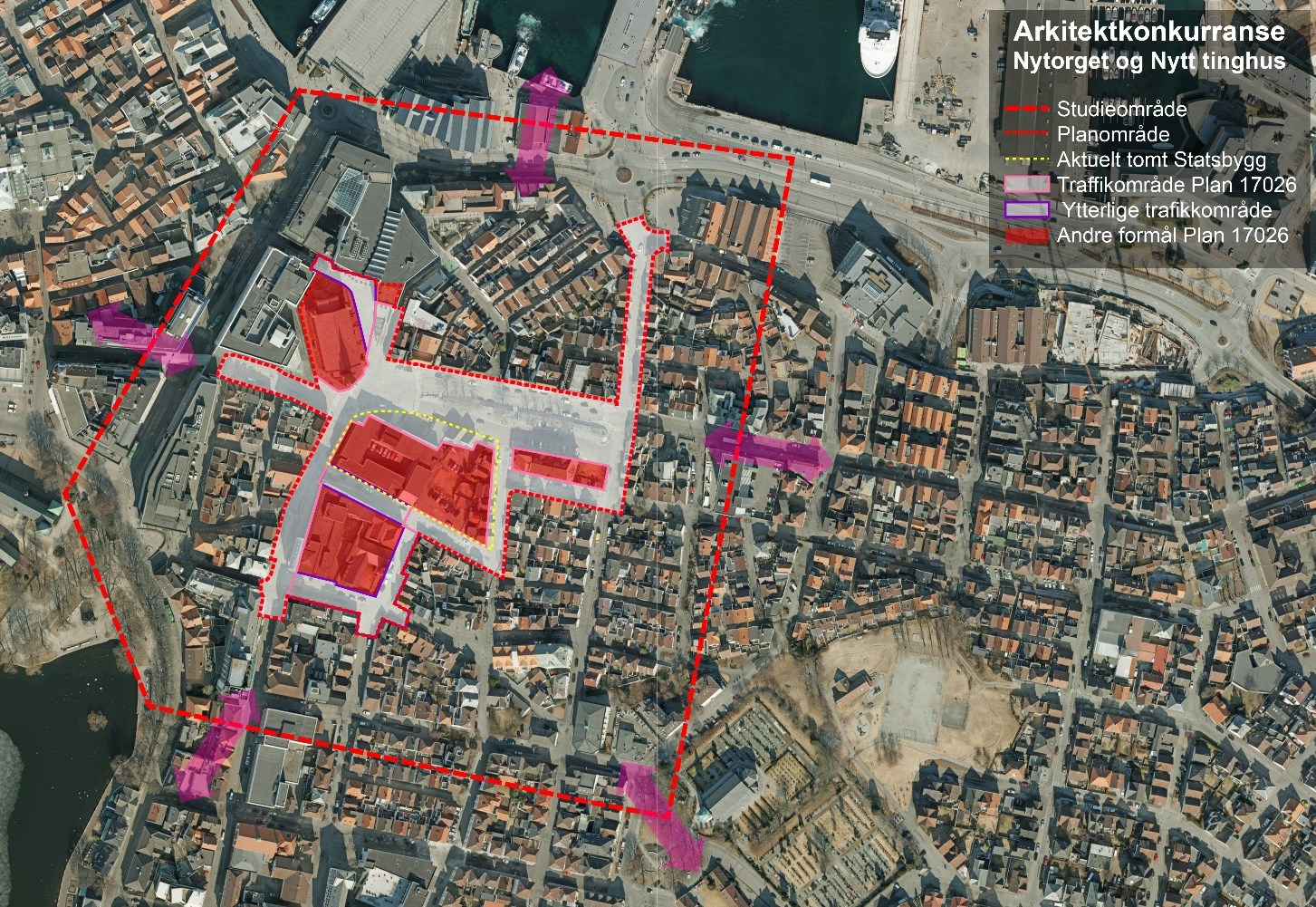 Prosjektfase 1: Delprosjekt A: Arkitektkonkurranse Kommunen ønsker å ha en felles arkitektkonkurranse (idékonkurranse) for både Nytorget og det nye Tinghuset for å kunne sikre helhet i Nytorgets