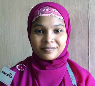 RUBINA 22 år og jobber i kvalitetsavdelingen på en tekstilfabrikk i Bangladesh. Jeg stilte til valg som arbeiderrepresentant fordi mine kollegaer i kvalitetsavdelingen oppfordret meg til det.