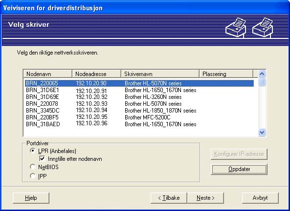 Veiviser for driverdistribusjon (kun for Windows ) Skrivere som deles på nettverk 7 Enheten er koblet til et nettverk og en sentral utskriftskø brukes til å administrere alle utskriftsjobbene.