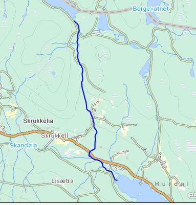 VF: Svartungselva Gjelder kun hovedelva som drenerer fra Store Svartungen og til Skrukkelisjøen, markert ut med mørkeblått. Bildet er fra øvre del av elva.