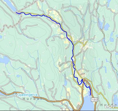 VF: Høverelva - Hurdalselva Gjelder kun hovedelva som er markert ut med mørke blå linje, mellom Høversjøen og til Hurdalssjøen.