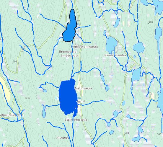 VF: Garsjøen Gjelder kun innsjøen Garsjøen (merket med sort ring rundt innsjøen). Bildet er tatt fra østsiden av sjøen. Type: Innsjøvannsforekomst Vanntype: Små-middels, kalkfattig, humøse ID/Nr.