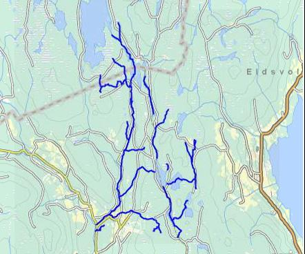 VF: Steinsjøvassdraget, nedre del Gjelder kun de vassdragsstrengene inkl. innsjøene som er markert ut med mørke blå linje. Type: Elvevannsforekomst Vanntype: Liten, moderat kalkrik, klar ID/Nr.