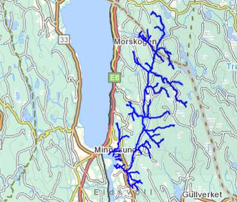 VF: Nord-Fløyta/Holtåa Gjelder innsjøer, tjern og bekker til Holtåa, markert ut med mørkeblå linje. Type: Elvevannsforekomst Vanntype: Små, kalkfattig, humøse ID/Nr. 002-