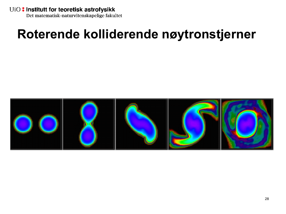 En modell har vær kollisjon mellom to nøytronstjerner som går i baner rundt hverandre.