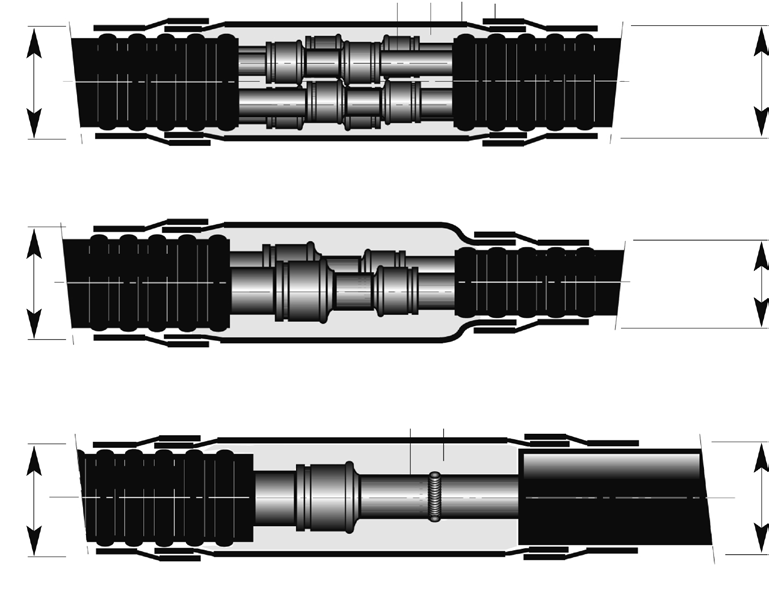 Skjøtemuffe (PE-HD krympemuffe) Dimensjoner: Ø 76-250 mm CPX 1.