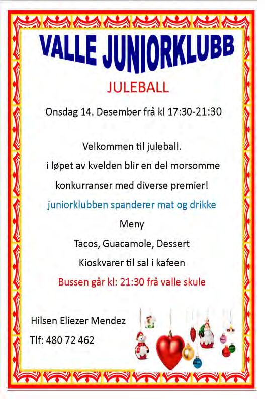 Desember JULEBALL! :-) Besøk av Hovden og Bykle ungdomsklubb - om lag 80 ungdomar i huset!