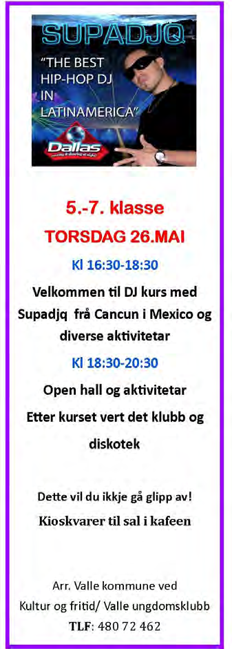 Mai Vi arrangerer karibisk fest, med ein kjent DJ frå Mexico! DJ-kurs, taggekurs, dans med meir, både for ungdomsklubb og juniorklubb.