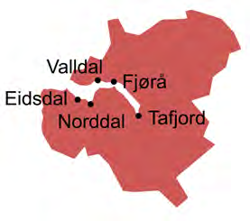 Omtrent 9 % av befolkningen bor i bygda Norddal, til sammenligning bor 56 % av befolkningen i Valldal, som er kommunesenteret (Berge, 2016).