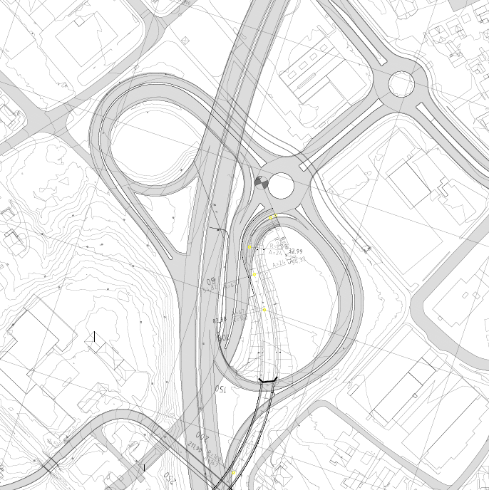 4 Alternative løsninger 4.1 Alternativ 2 Dette alternativet legger nytt tunnelløp sør for eksisterende Strømsåstunnel.