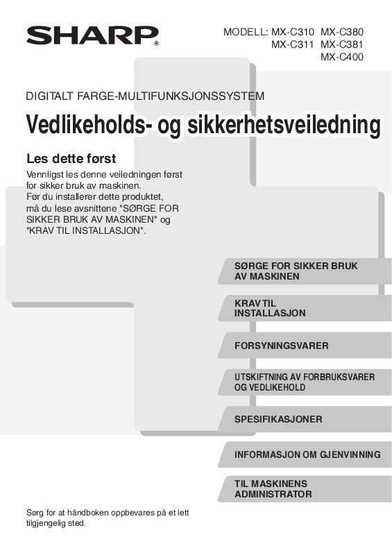 spesifikasjoner, sikkerhet råd, størrelse, tilbehør, etc.).