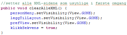 Alle XML-filene inkluderes i en hoved XML-fil som heter meny.xml. I meny.xml bestemmes posisjon og størrelse for de ulike XML-filene som er inkludert.