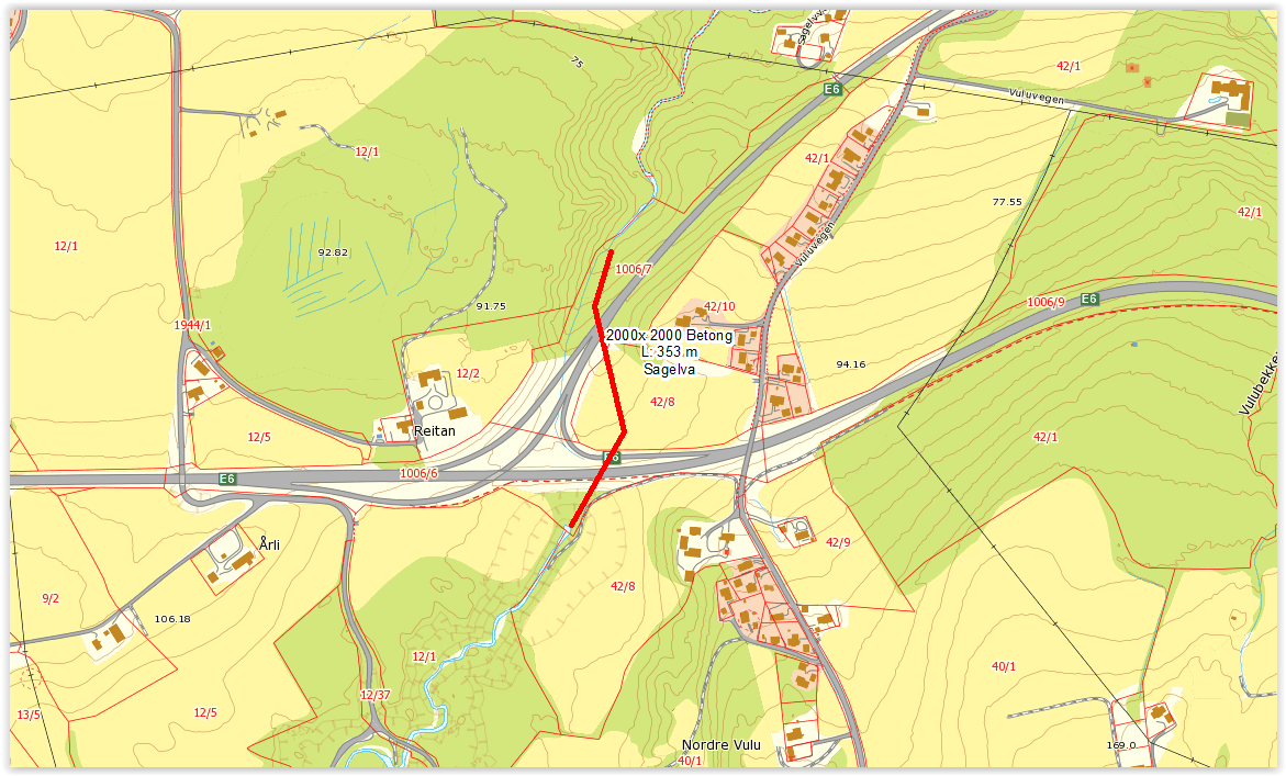 Kryssinger av vassdrag, Hydrologirapport 13 4.2. Sagelva delstrekning 1 pr. 8750 Dagens situasjon Figur 6: Beliggenhet av Sagelvakulverten.