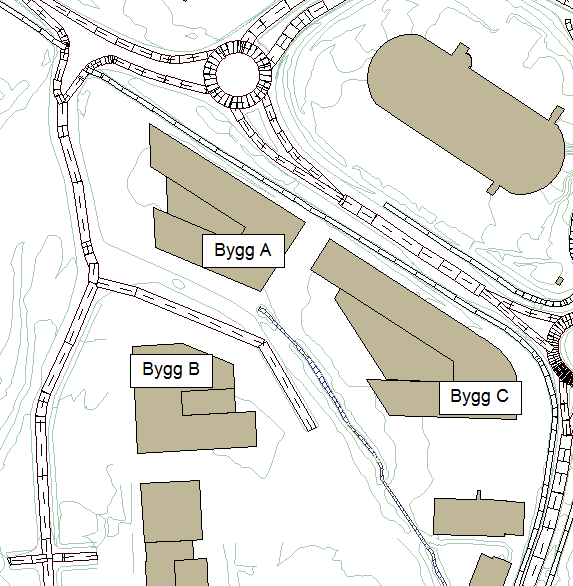 Fremtidig situasjon er betegnet som utbyggingsalternativet.