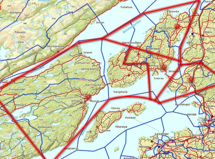 1 Skolekretsgrenser I likhet med alternativ 3 blir også her alle skolekretsgrense i kommunen justert. Mosvik og Utøy krets slås sammen til en felles skole i Mosvik.