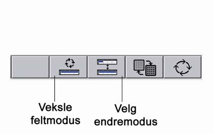 Delstykke databank Ved hjelp av tasten "Veksle feltmodus" ved funksjonslinjen, henter en frem display for programmering av delsetning.