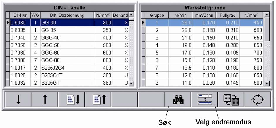 4.3.9 Materialdatabank behandling (opsjon) Ved hjelp av betjeningsprogrammet til sagmaskinen, kan operatøren legge til ulike databanker.