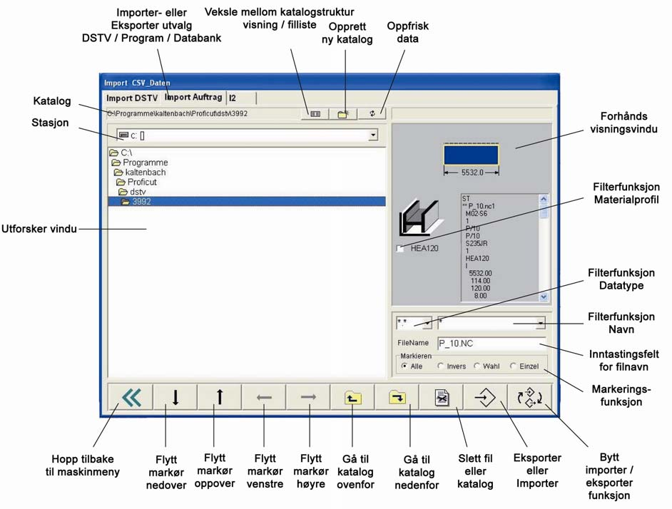 4.3.12 Datautveksling med Microsoft Excel Generelt ProfiCut programmet tilbyr mulighet for at data i sagprogrammet med hensyn til : Enkelt program Delstykke enhetsdata Material enhetsdata DIN-datafil