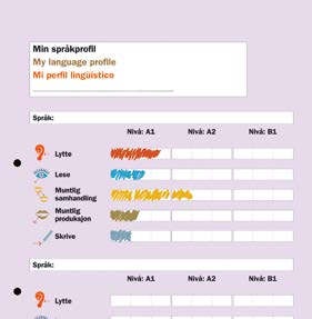 Språkprofilen min My language profile Mi perfil lingüístico Språk: Nivå: A1 Nivå: A2 Nivå: B1 Lytte Lese Munnleg samhandling Munnleg