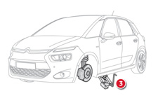 Praktiske opplysninger Montering av hjulet Feste av reservehjul av typen "nødhjelpshjul" Dersom bilen er utstyrt med aluminiumsfelger er det normalt, når hjulboltene strammes til ved