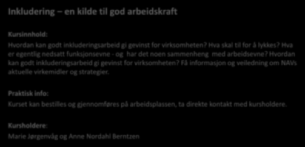 Inkludering av personer som står utenfor arbeidslivet Inkludering en kilde til god arbeidskraft Hvordan kan godt inkluderingsarbeid gi