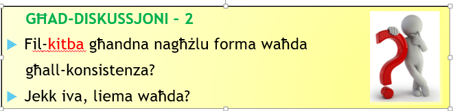 Fit-taħdit nistgħu nippronunzjaw dik il-forma li jidhrilna li hija l-aktar naturali għalina.